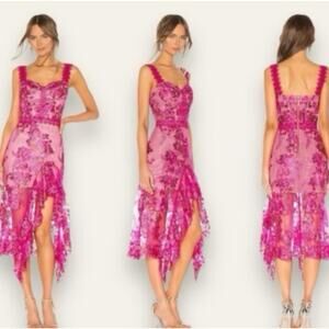 Bronx and Banco Eva Midi Dress in Fuchsia XS Women’s 2 US